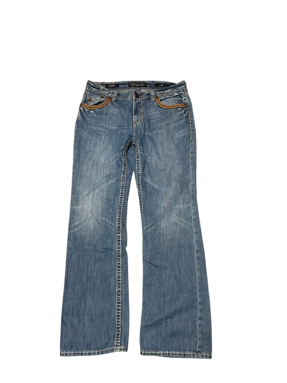 Affliction Cooper Relaxed Boot Cut Jeans Distressed Blue Denim Men’s Sz 36